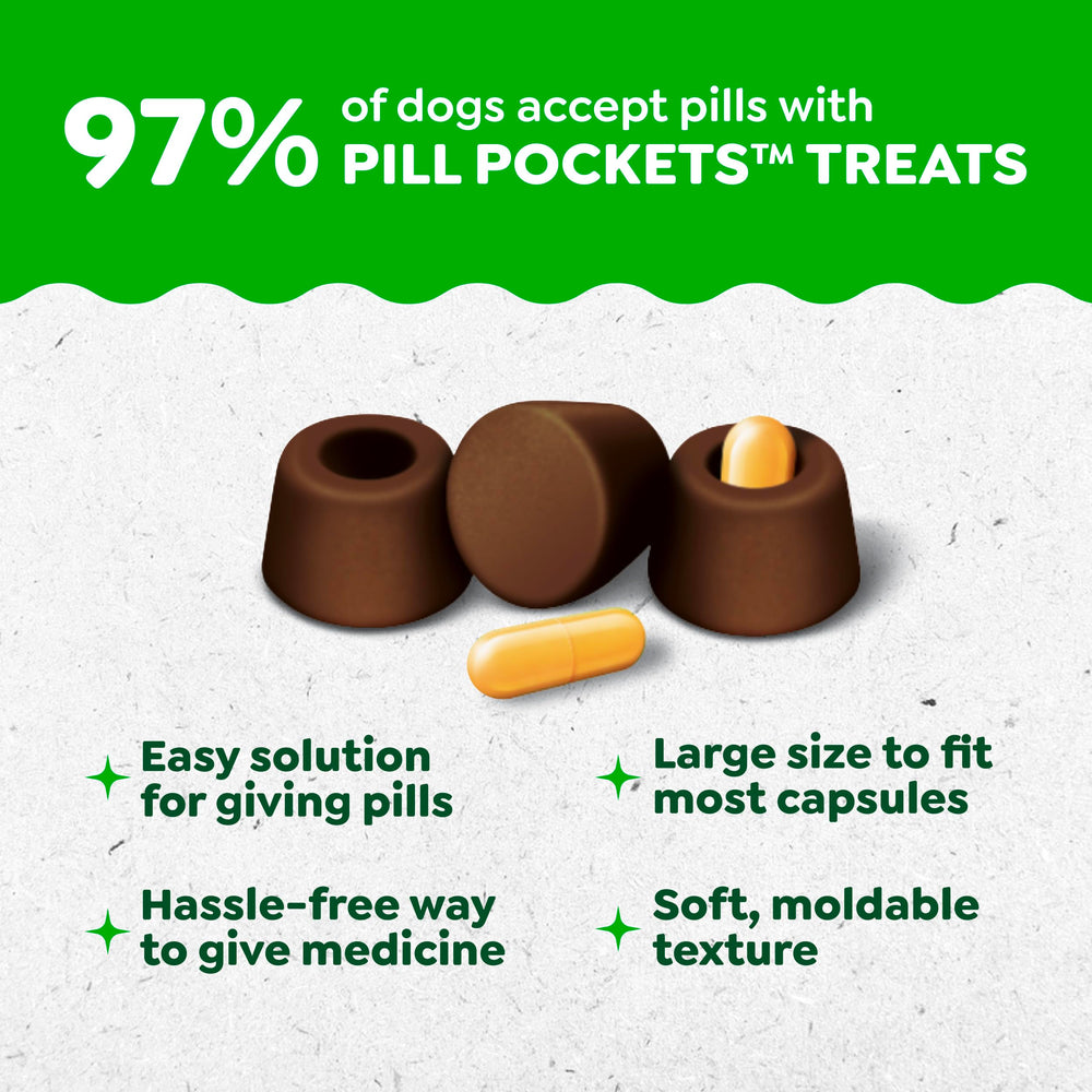 Greenies Pill Pockets dog taking pill to illustrate simple administration