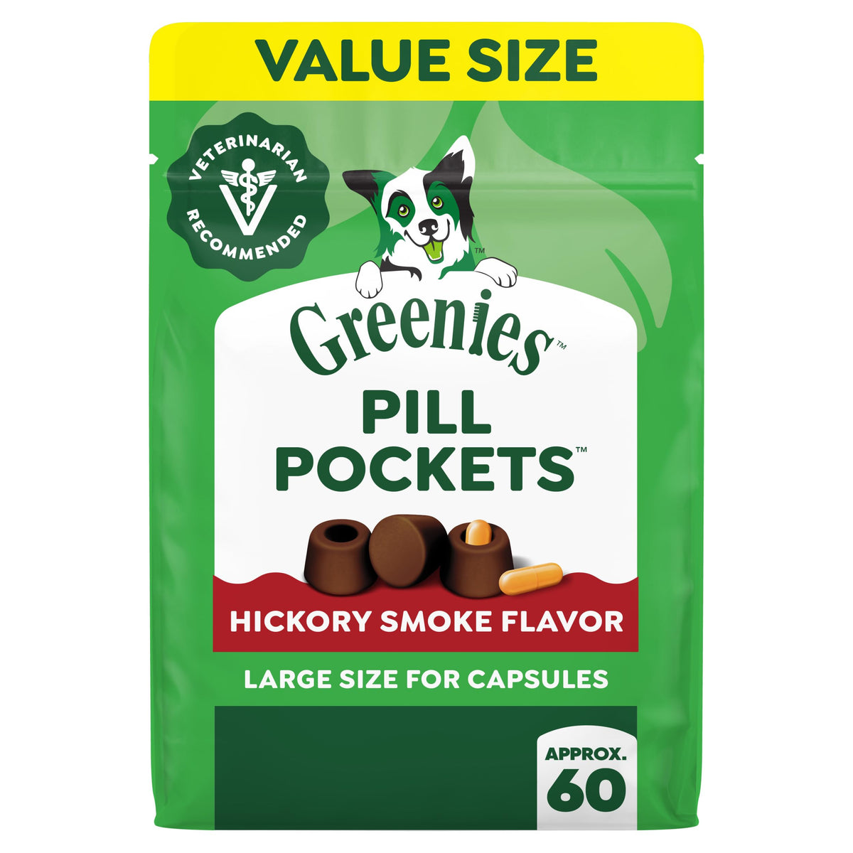 Greenies Pill Pockets large bag – hickory smoke flavor boosts palatability for easy medication