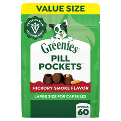 Greenies Pill Pockets large bag – hickory smoke flavor boosts palatability for easy medication