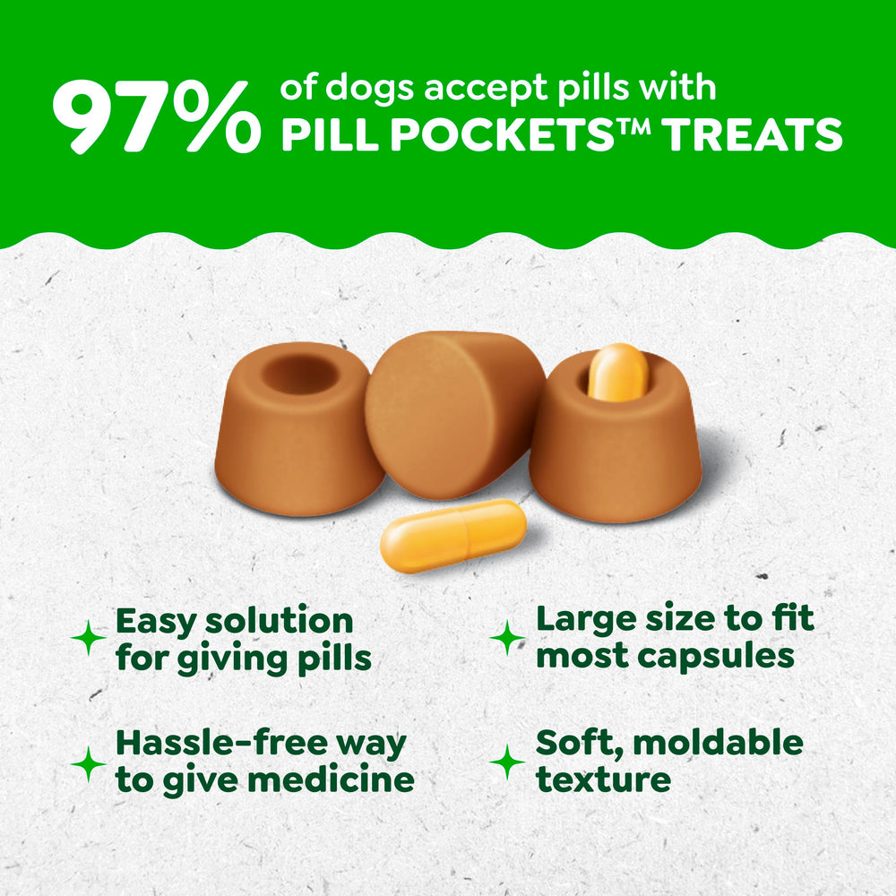 Greenies Pill Pockets dog pill tucked inside pouch during feed
