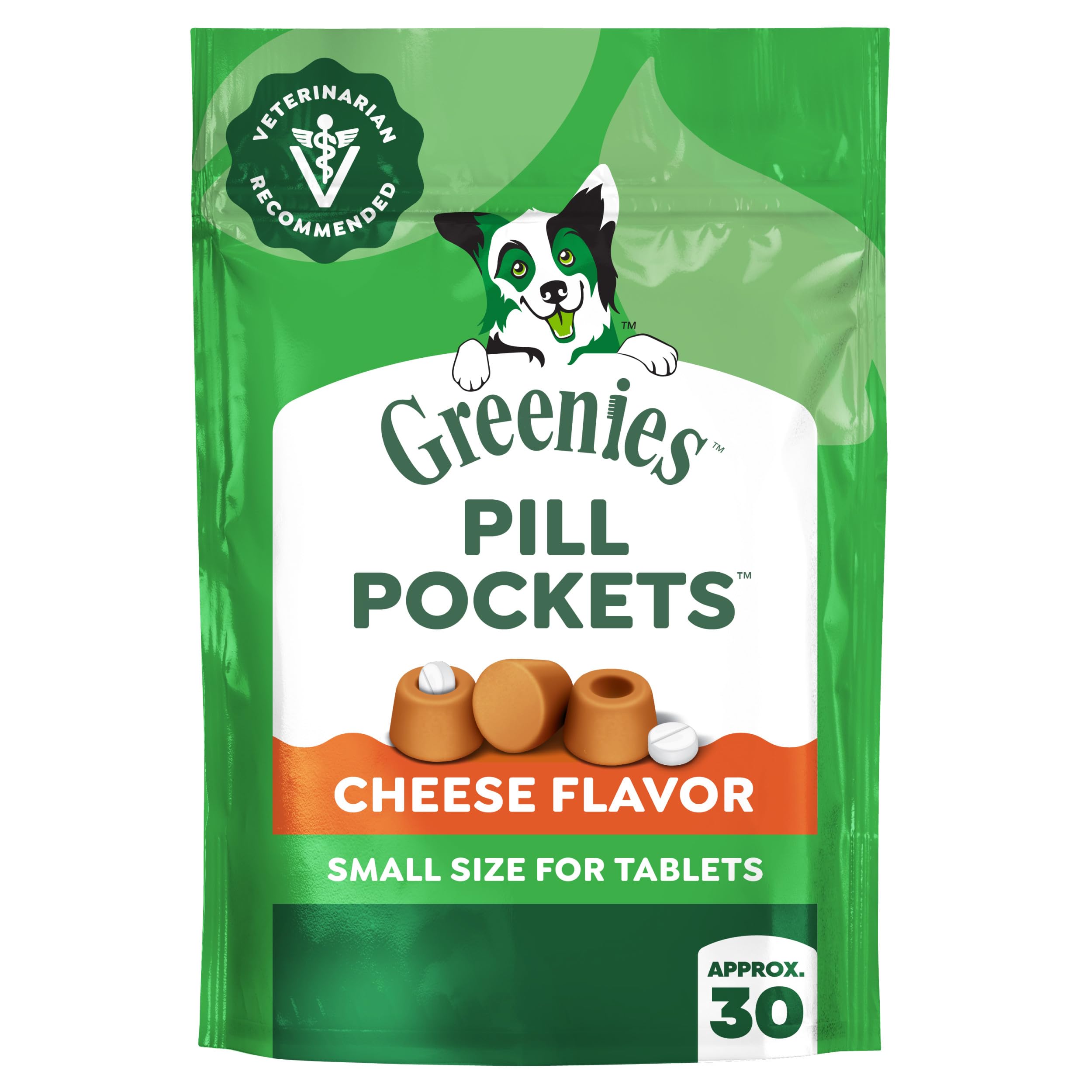 Greenies Pill Pockets small cheese packaging ideal for quick, mess-free pill time.