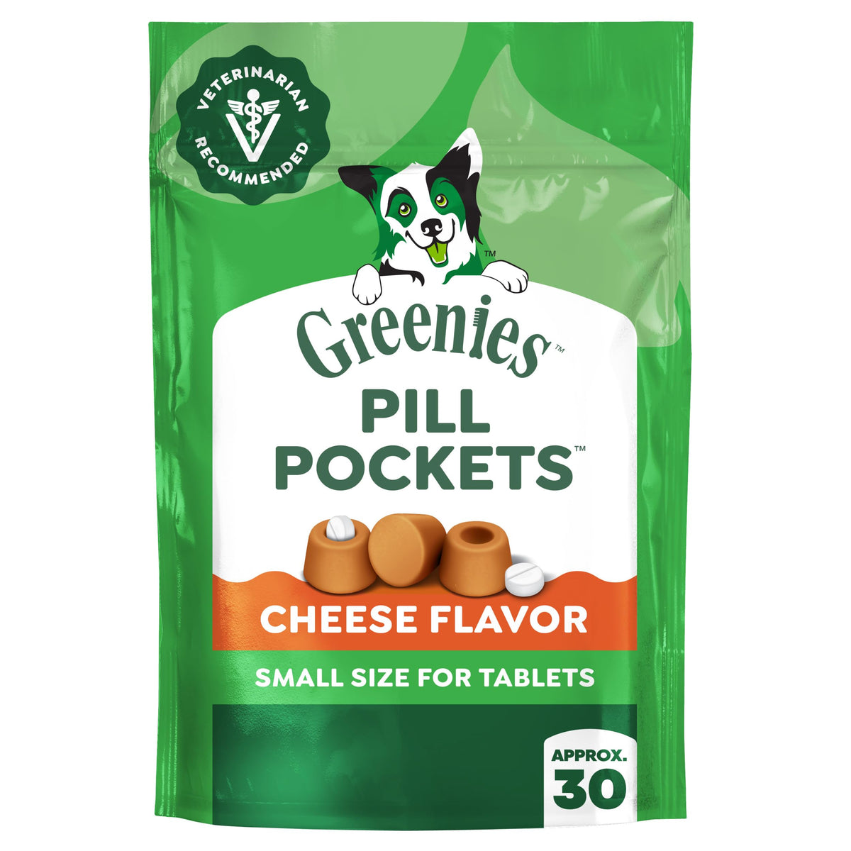 Greenies Pill Pockets small cheese packaging ideal for quick, mess-free pill time.