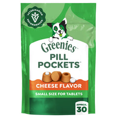 Greenies Pill Pockets small cheese packaging ideal for quick, mess-free pill time.