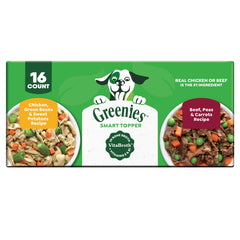Greenies Smart Topper chicken greens beans sweet potatoes bowl highlights a high-protein topping