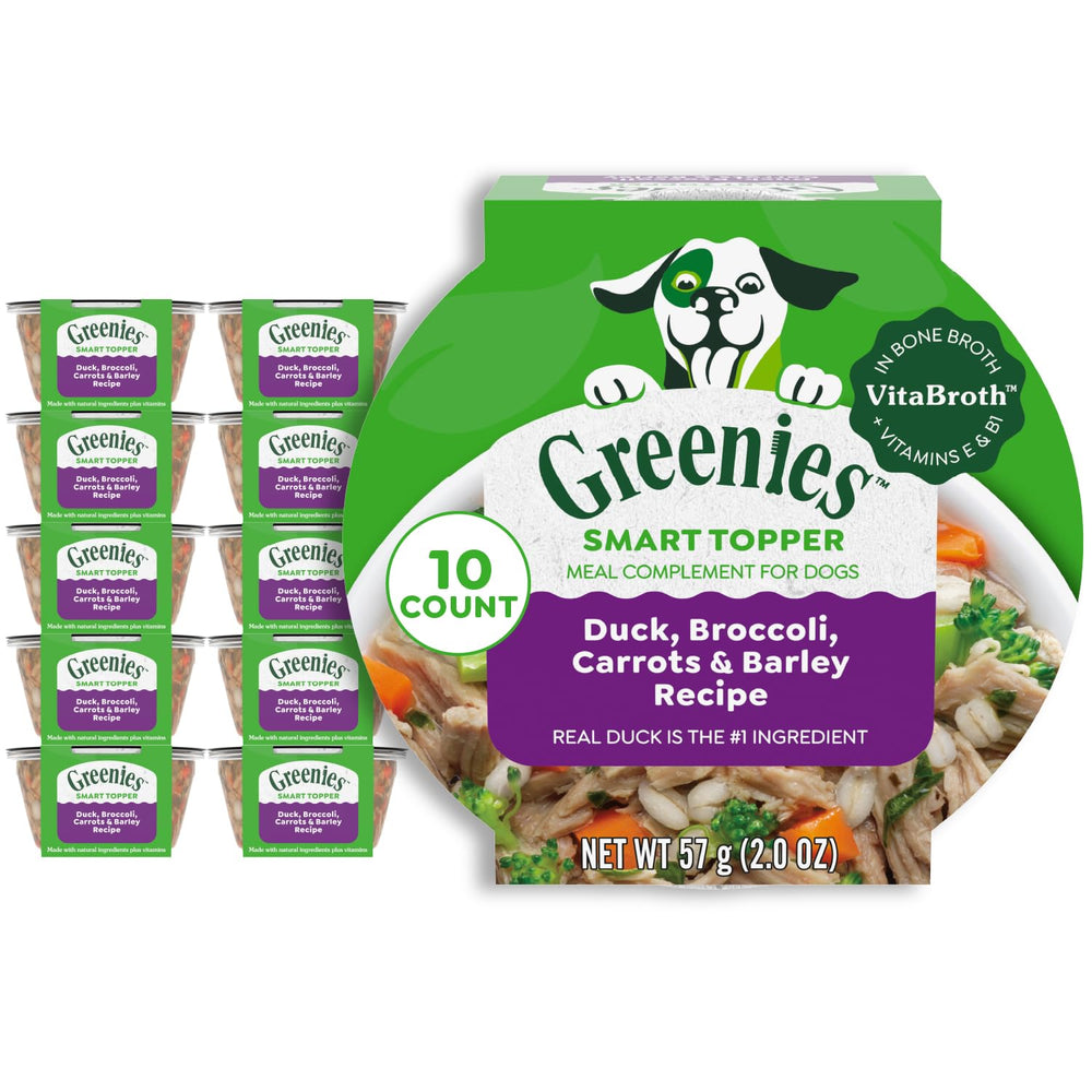 Greenies Smart Topper with duck ingredients on display boosts flavor in every dog bowl.