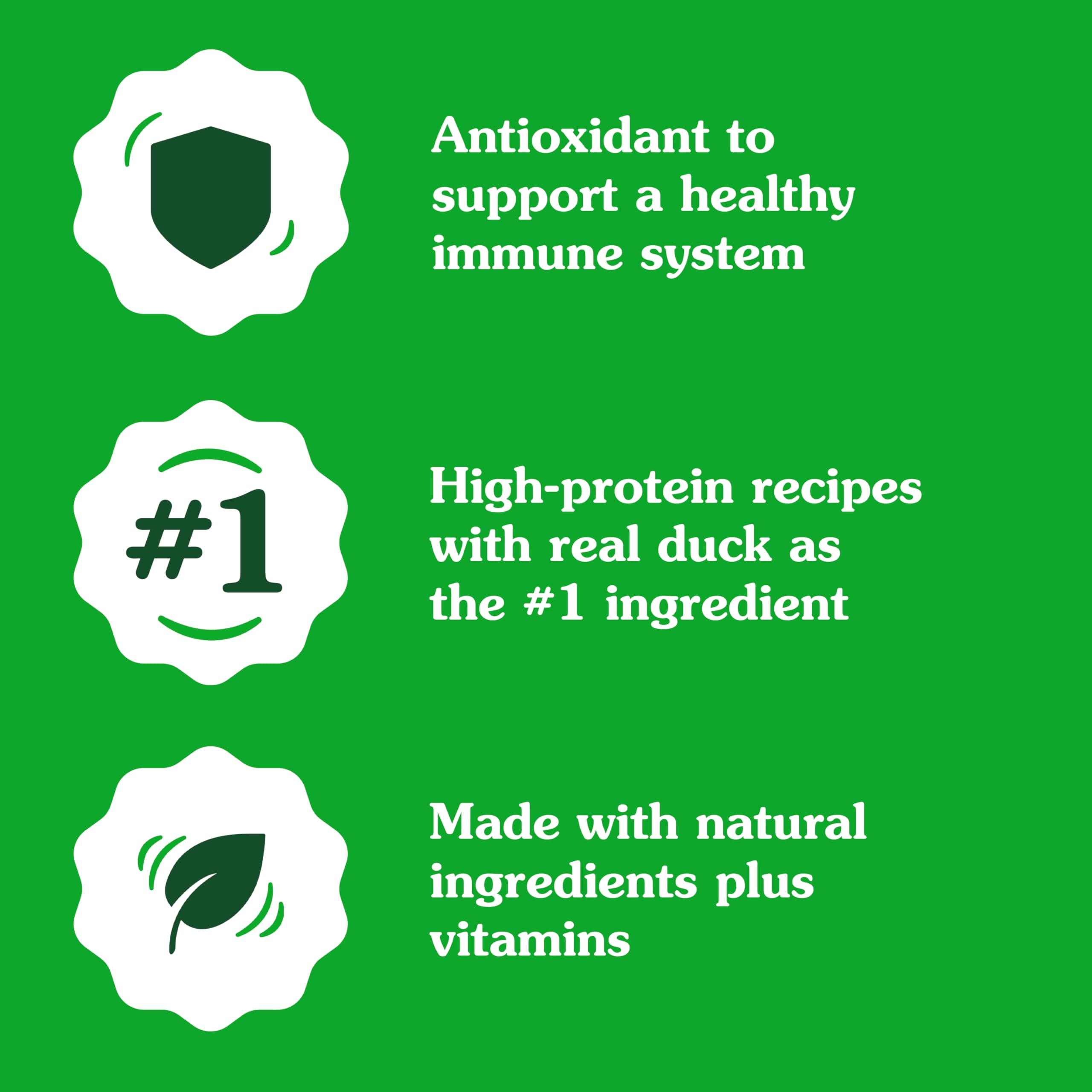 Duck and vegetables close-up highlights natural, recognizable ingredients for dogs.