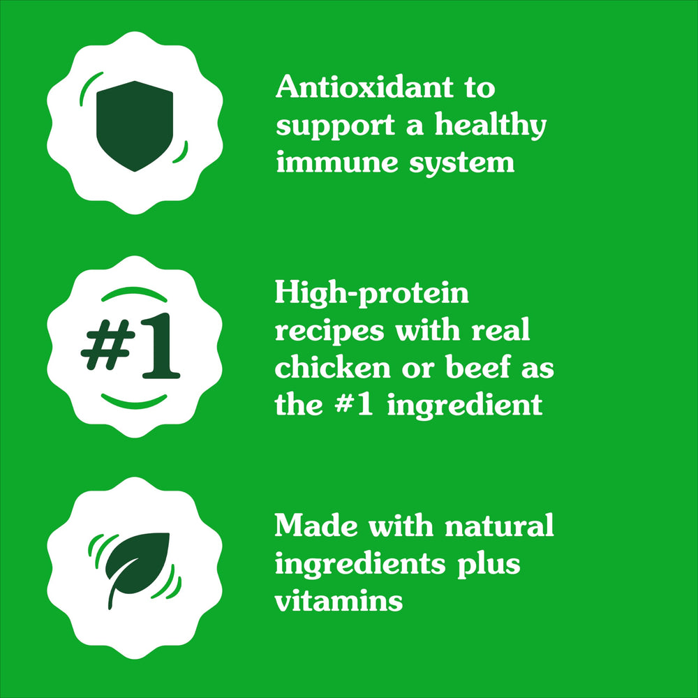 Greenies Smart Topper packaging label highlights grain-free, high-protein recipe.