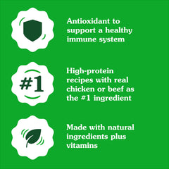 Greenies Smart Topper packaging label highlights grain-free, high-protein recipe.