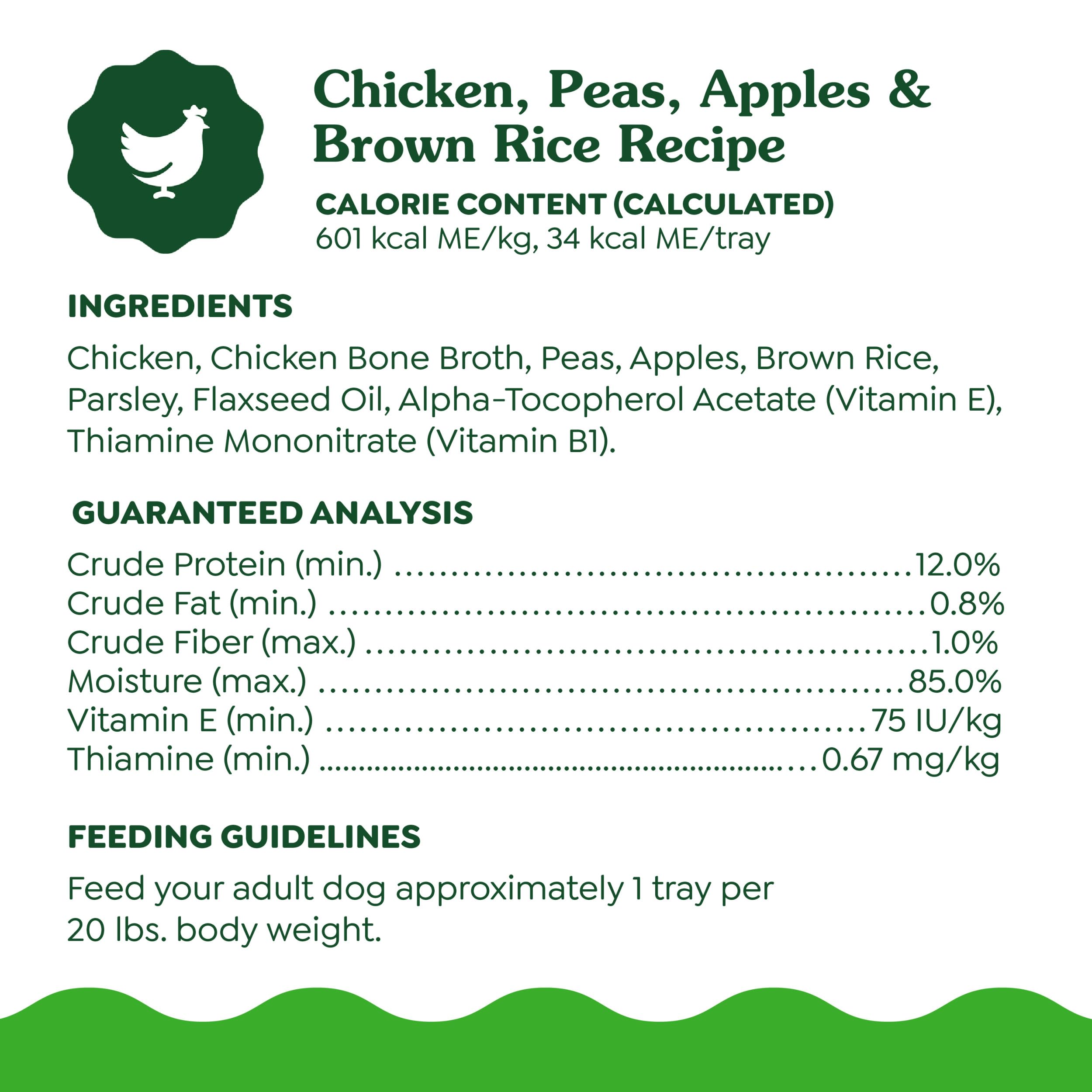 Greenies Smart Topper real ingredients include chicken, peas, apples.