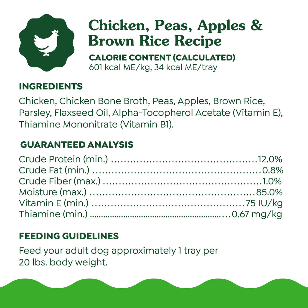Greenies Smart Topper real ingredients include chicken, peas, apples.