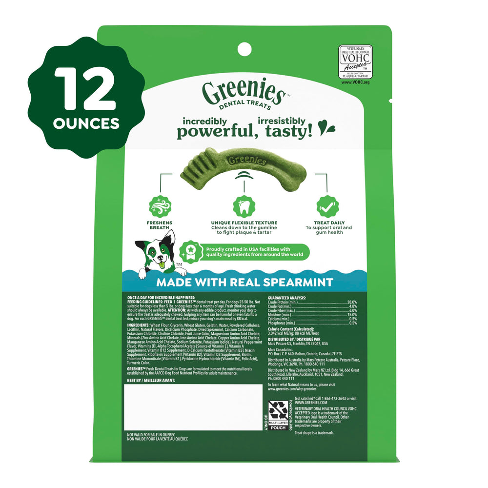 Label notes suitability for dogs weighing 25-50 pounds.