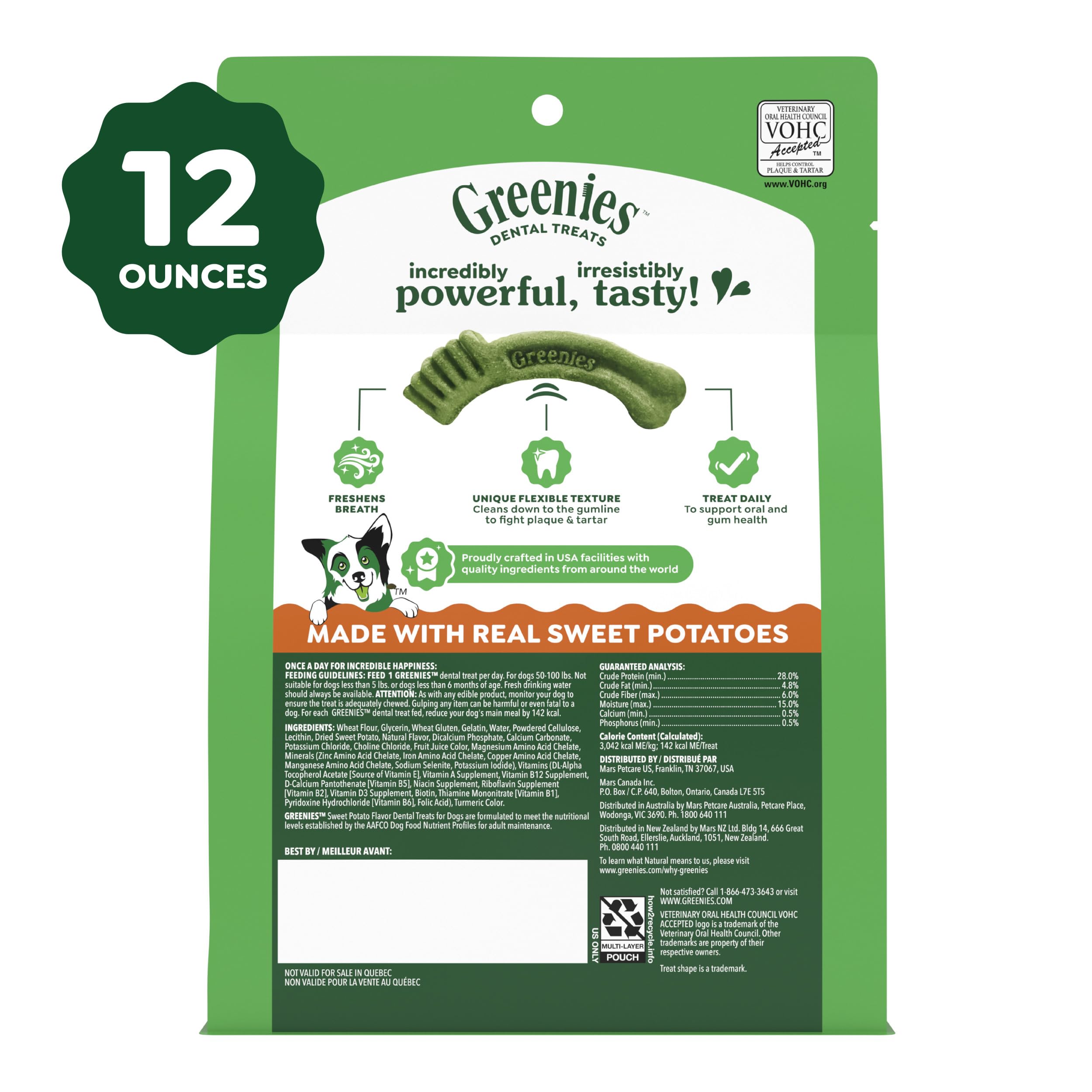 Greenies sweet potato flavor dog chews on floor emphasize tasty routine