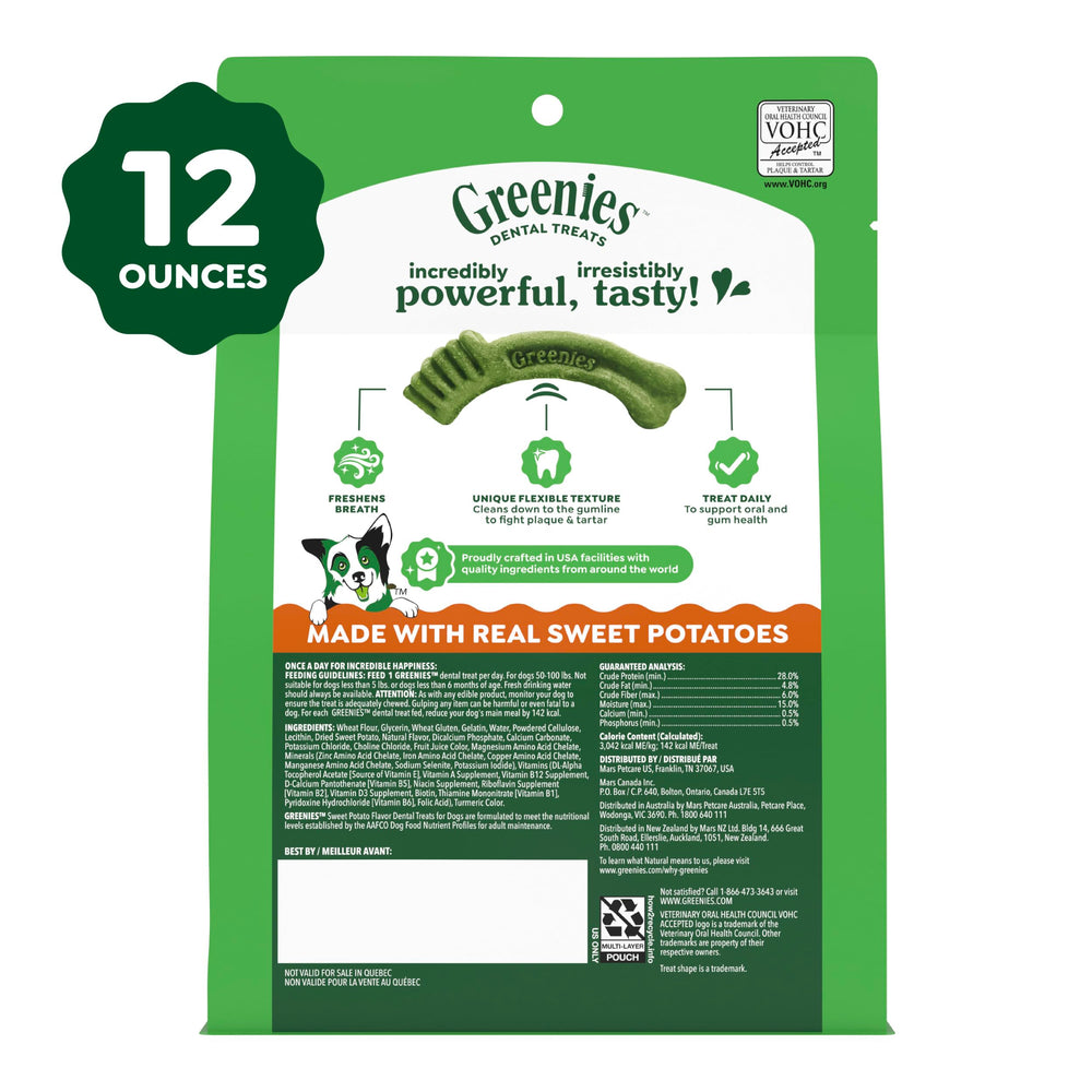 Greenies sweet potato flavor dog chews on floor emphasize tasty routine