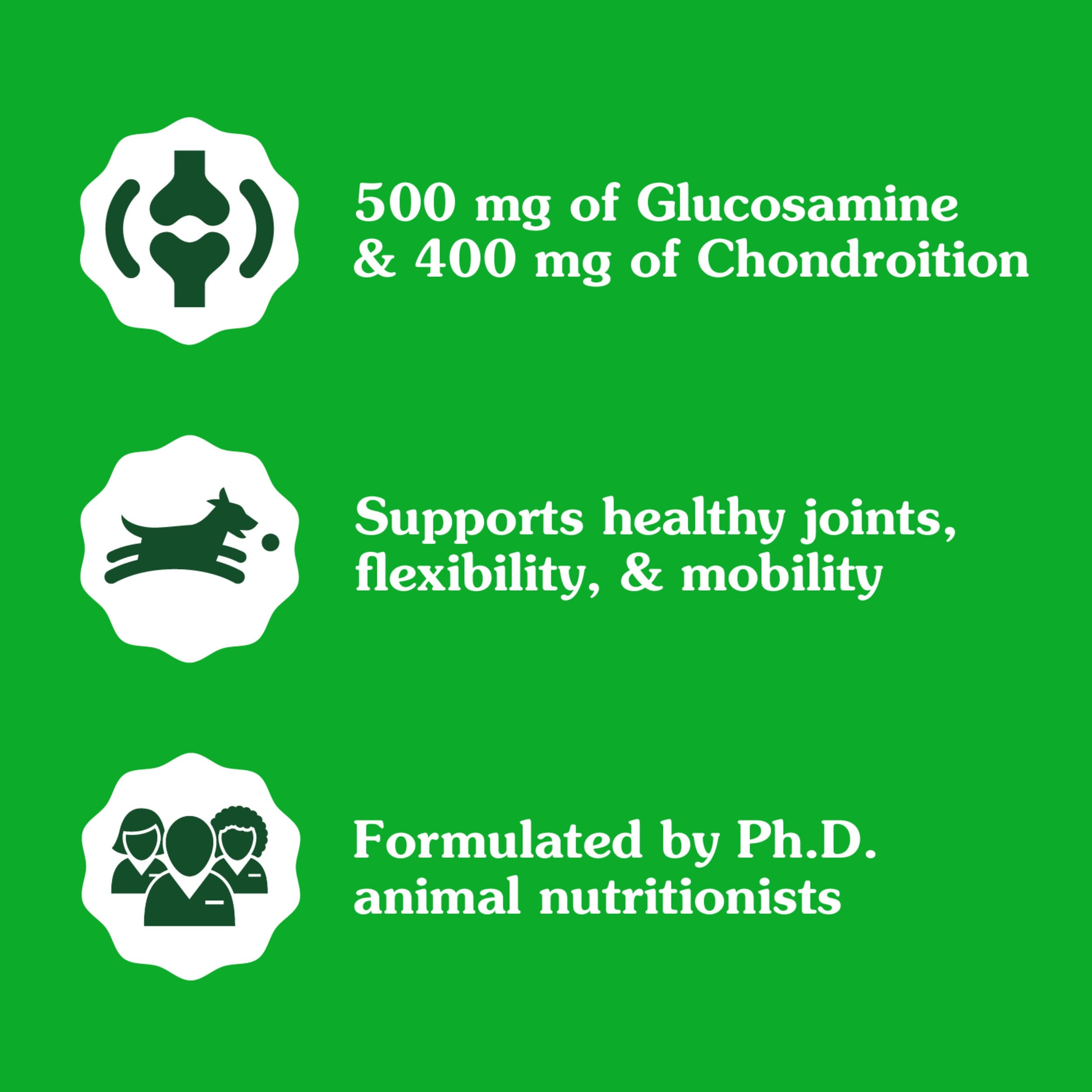 Greenies USA-made dog supplement bottle with quality seal inspires trust.