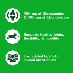 Greenies USA-made dog supplement bottle with quality seal inspires trust.