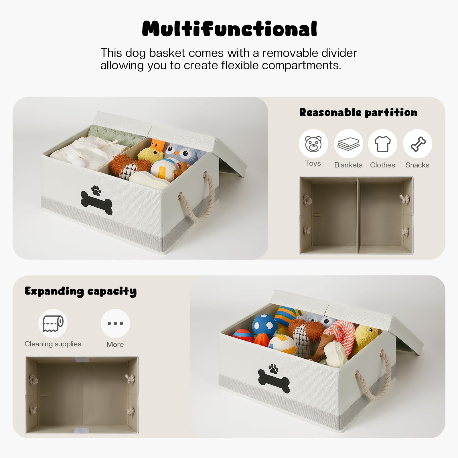 GreenPetopia collapsible toy box saves space when not in use.