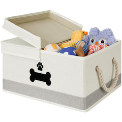 GreenPetopia dog toy basket double-open lid for quick access to toys.