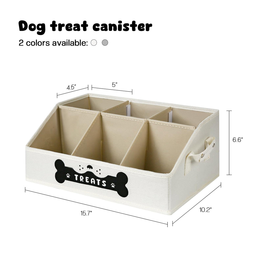 GreenPetopia dog treat container showing six adjustable compartments