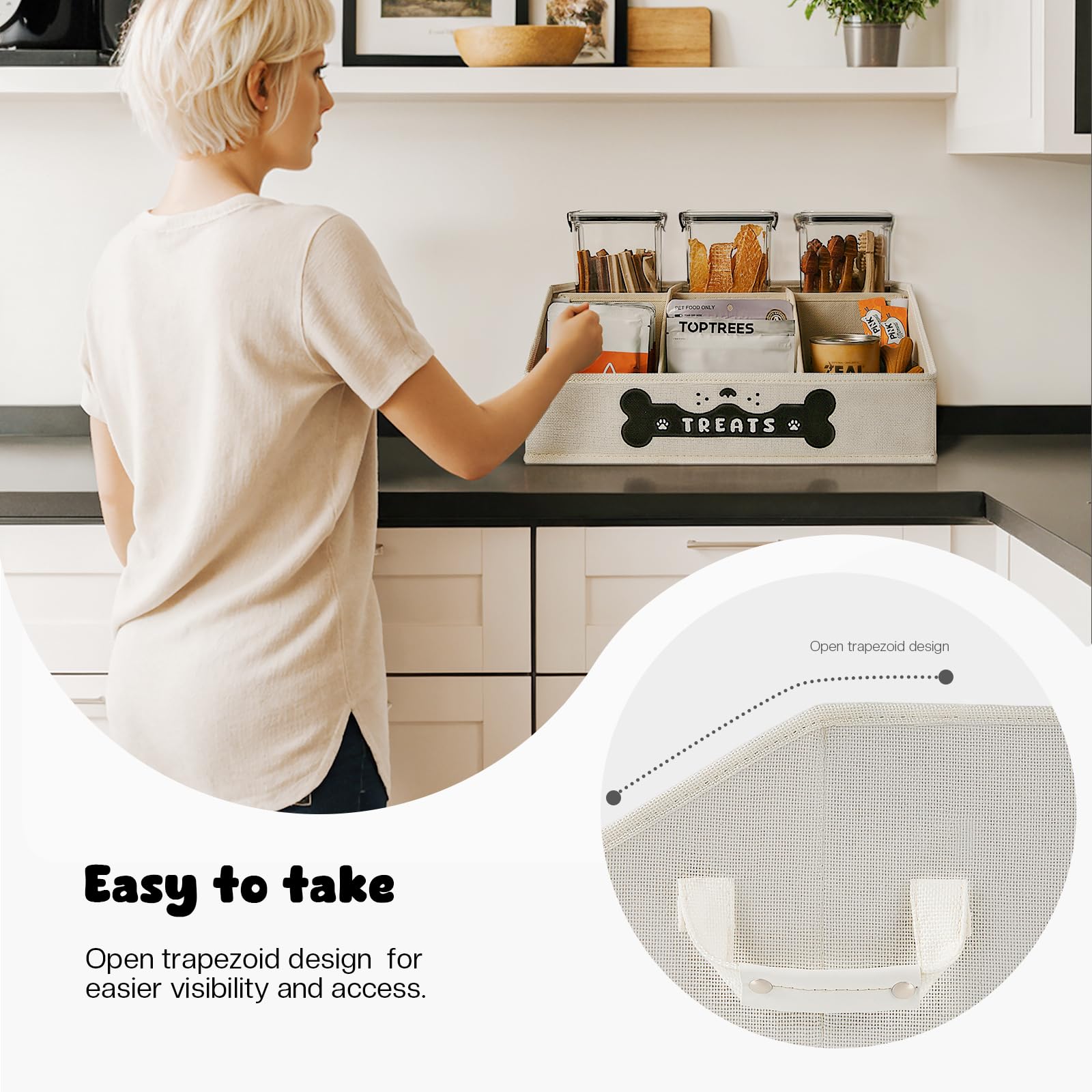 GreenPetopia dog treat container on countertop for easy reach
