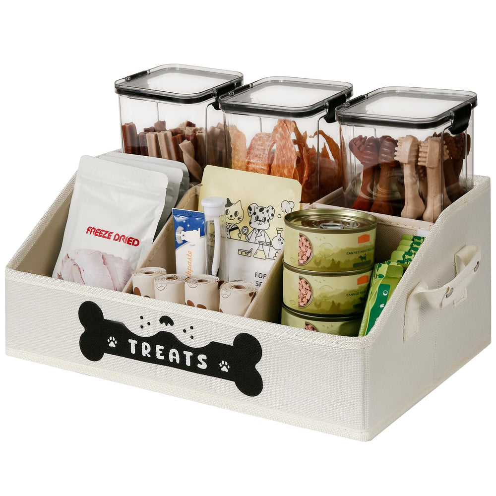 GreenPetopia dog treat container front view with easy-access trapezoid design
