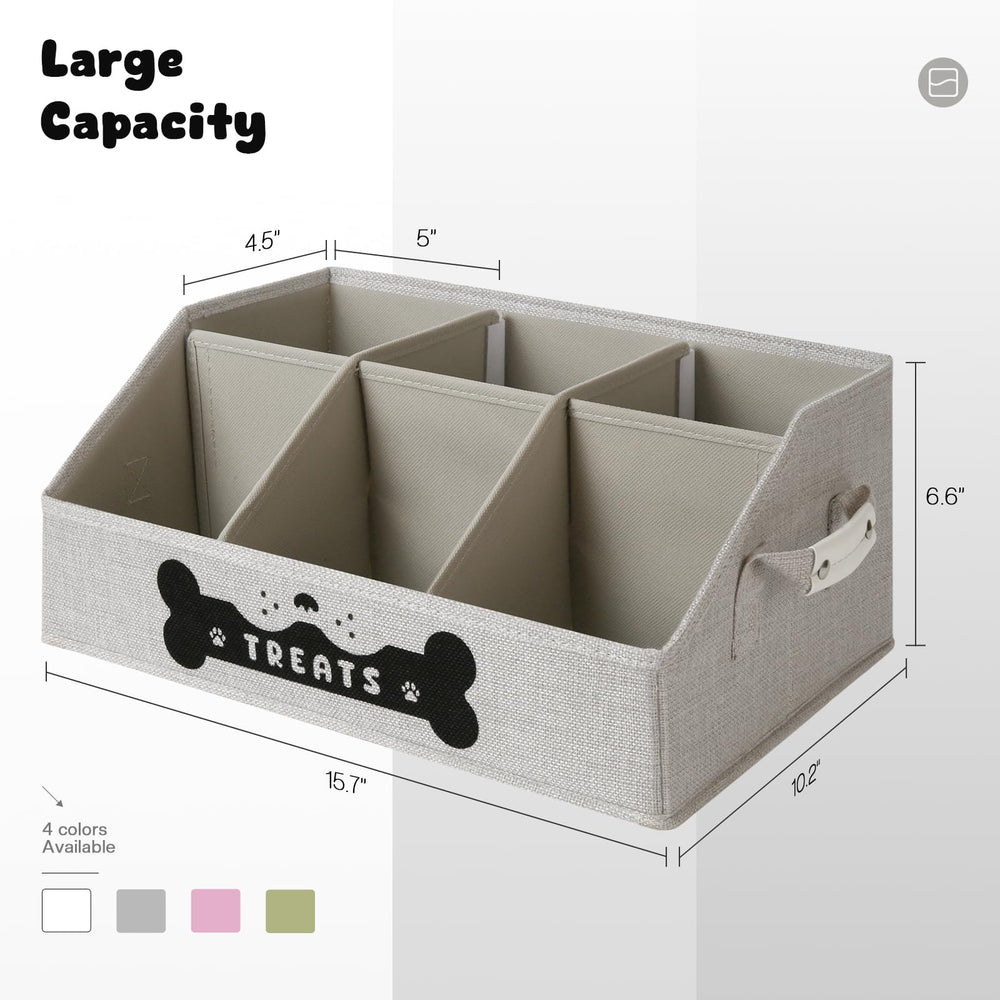 GreenPetopia dog treat container shown with partitions for organized supplies.