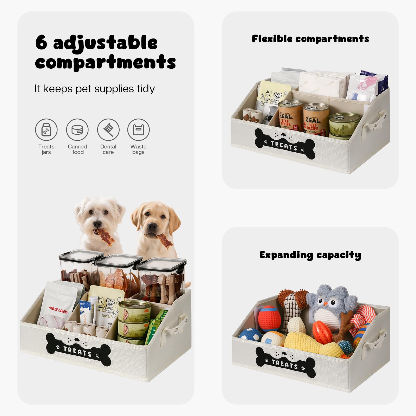 GreenPetopia dog treat container side view with reinforced PU handles