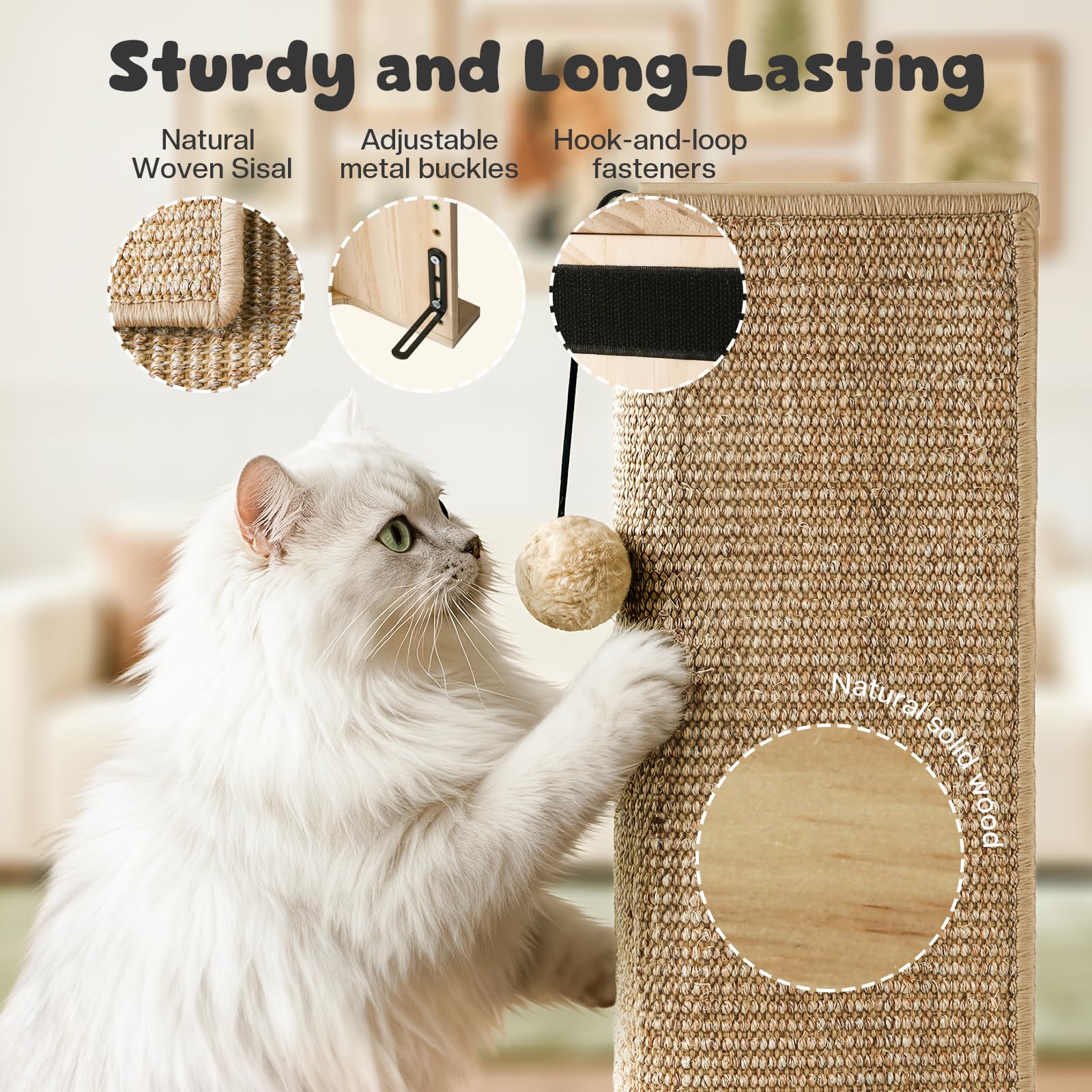 GreenPetopia durable natural wood frame provides stable scratching