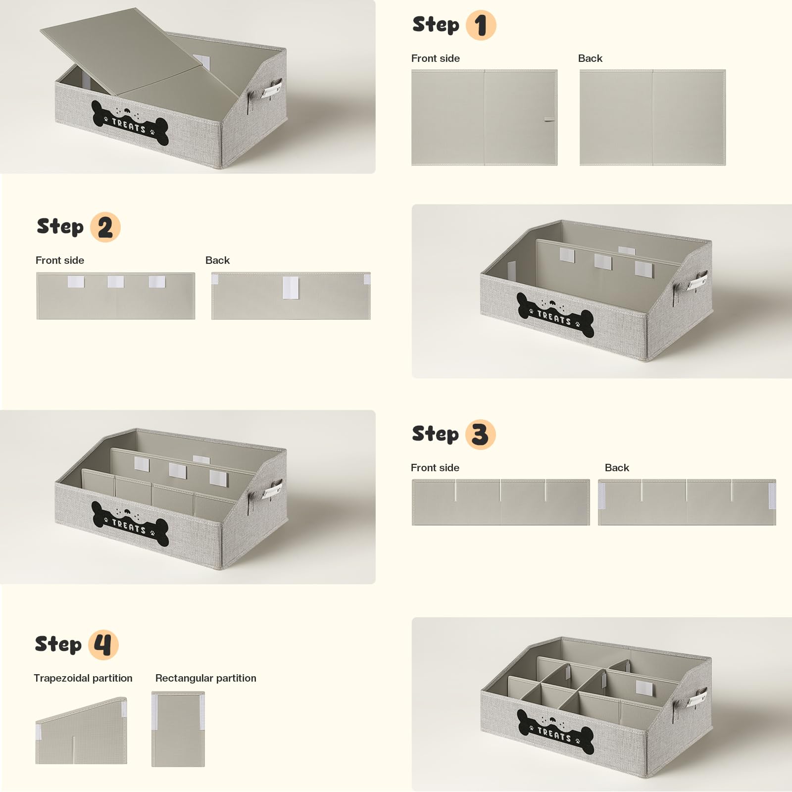 GreenPetopia gray dog treat container folds flat when not in use