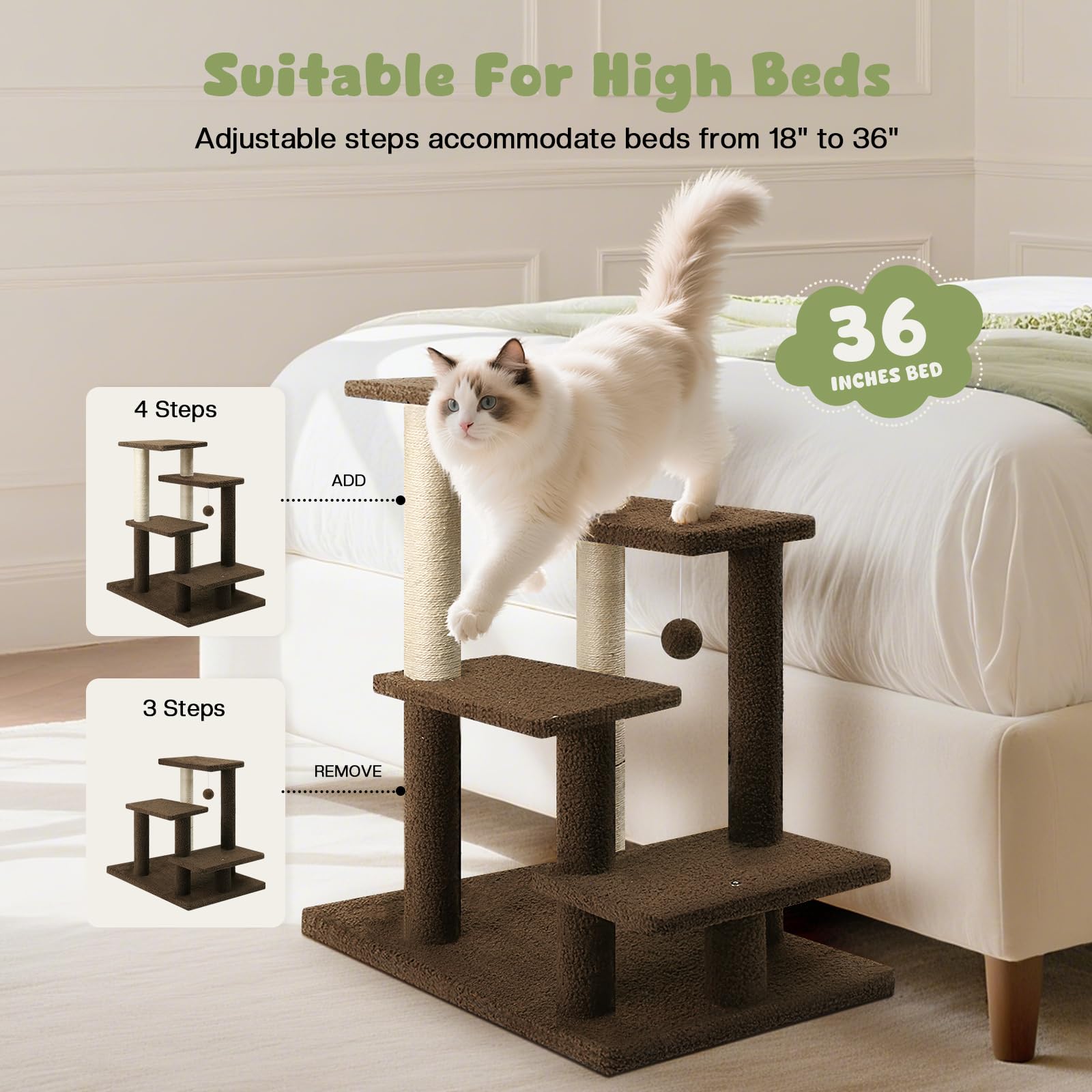 GreenPetopia pet steps fluffy ball invites interactive play and exploration