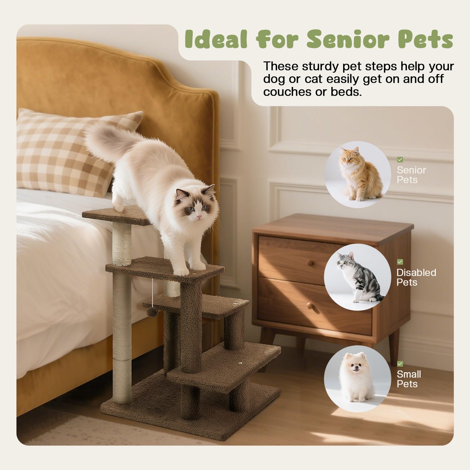 GreenPetopia pet steps stable structure provides reliable support during daily use