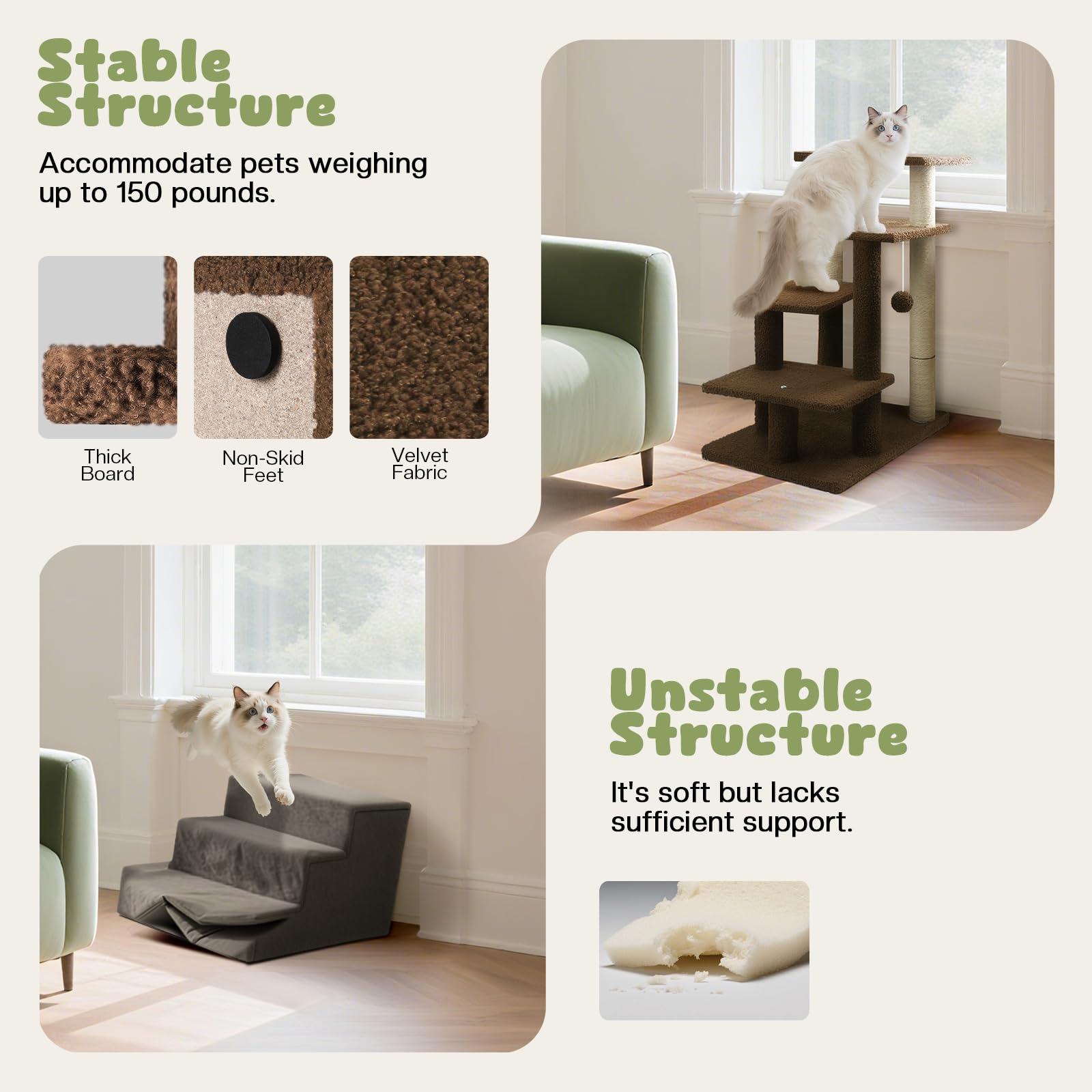 GreenPetopia pet steps velvet cover offers traction to prevent slips