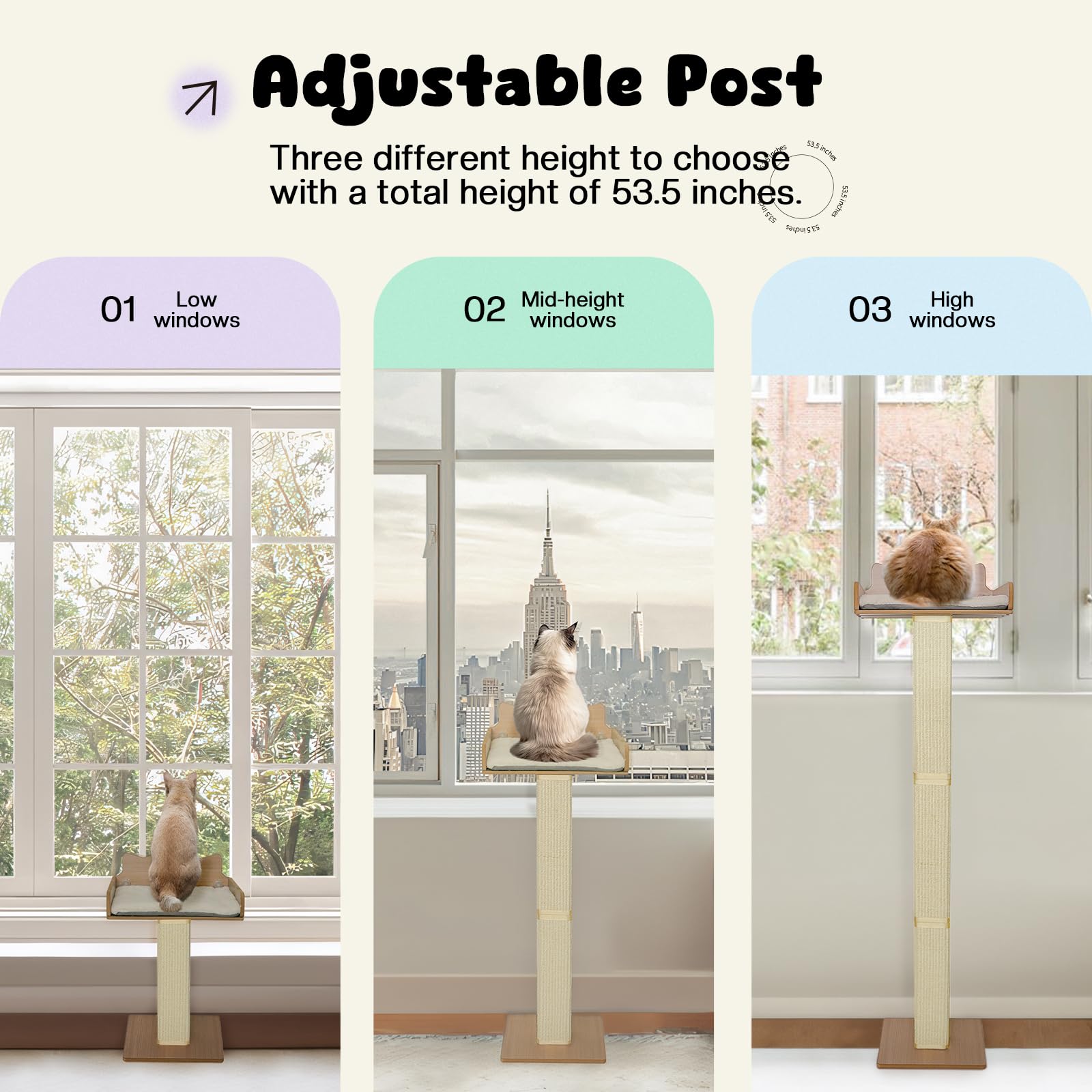 Wide 15.7 by 15.7 inch perch fits most cats.