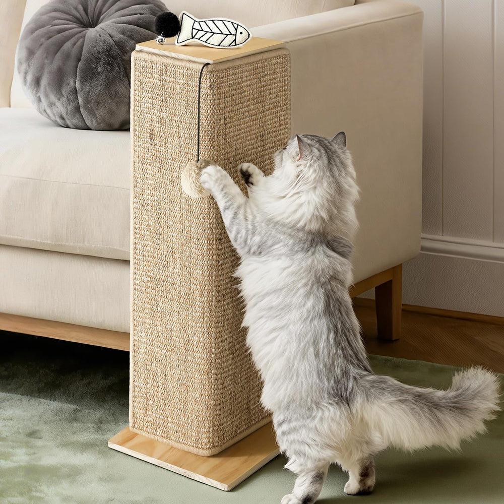 GreenPetopia wooden couch corner scratcher with sisal surface for durable scratching