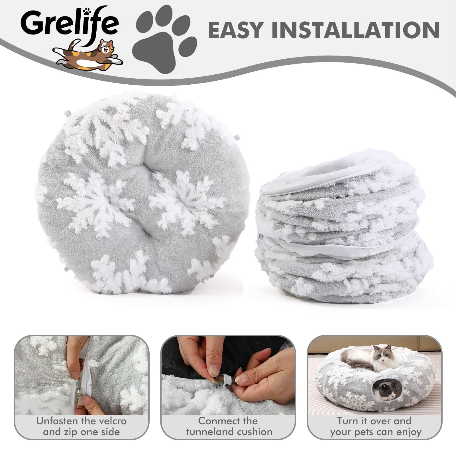Grelife cat tunnel bed designed for indoor cats and small pets.