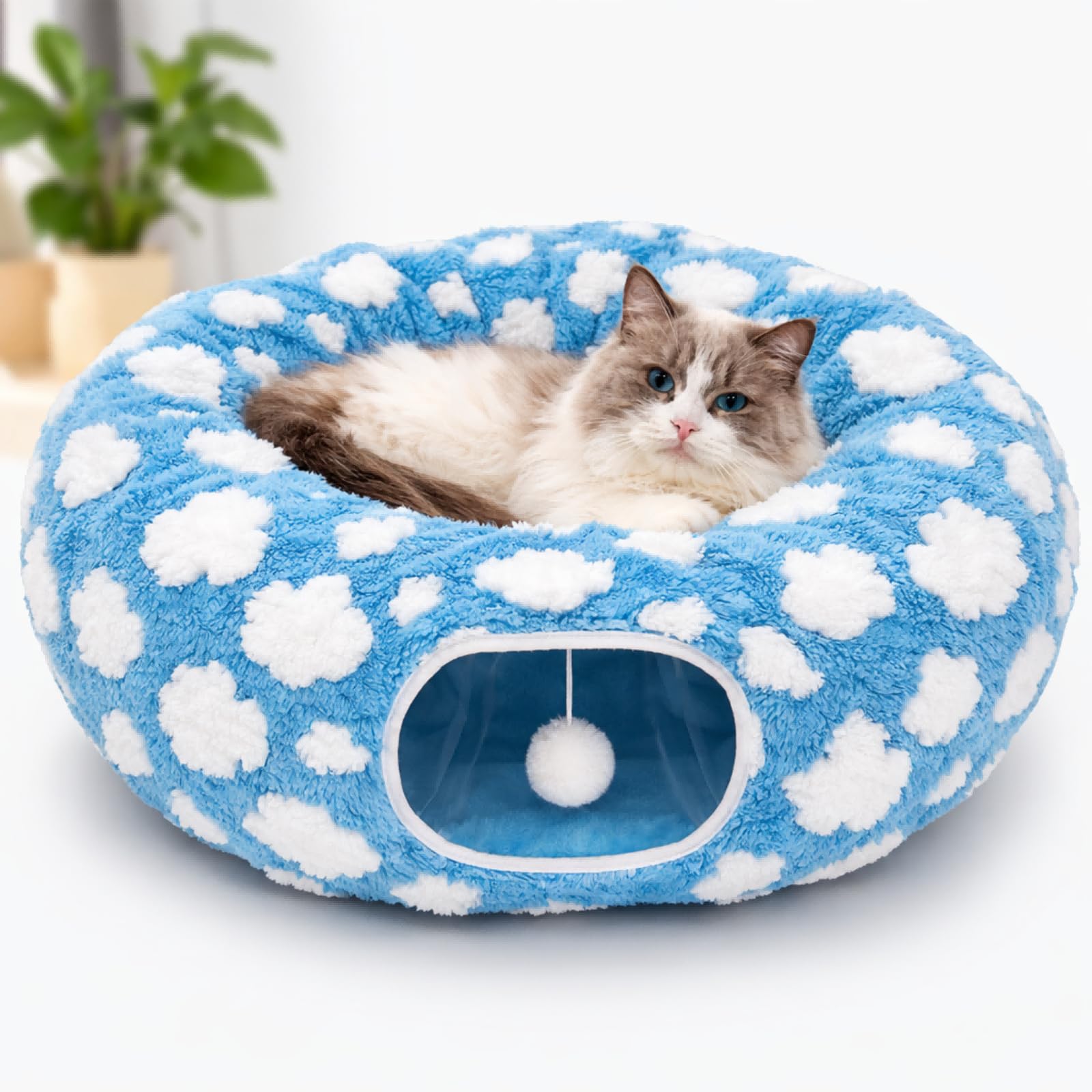Grelife cat tunnel donut play-tunnel invites interactive fun for curious indoor cats.