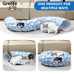 Grelife cat tunnel non-slip-base keeps the structure stable during energetic play.