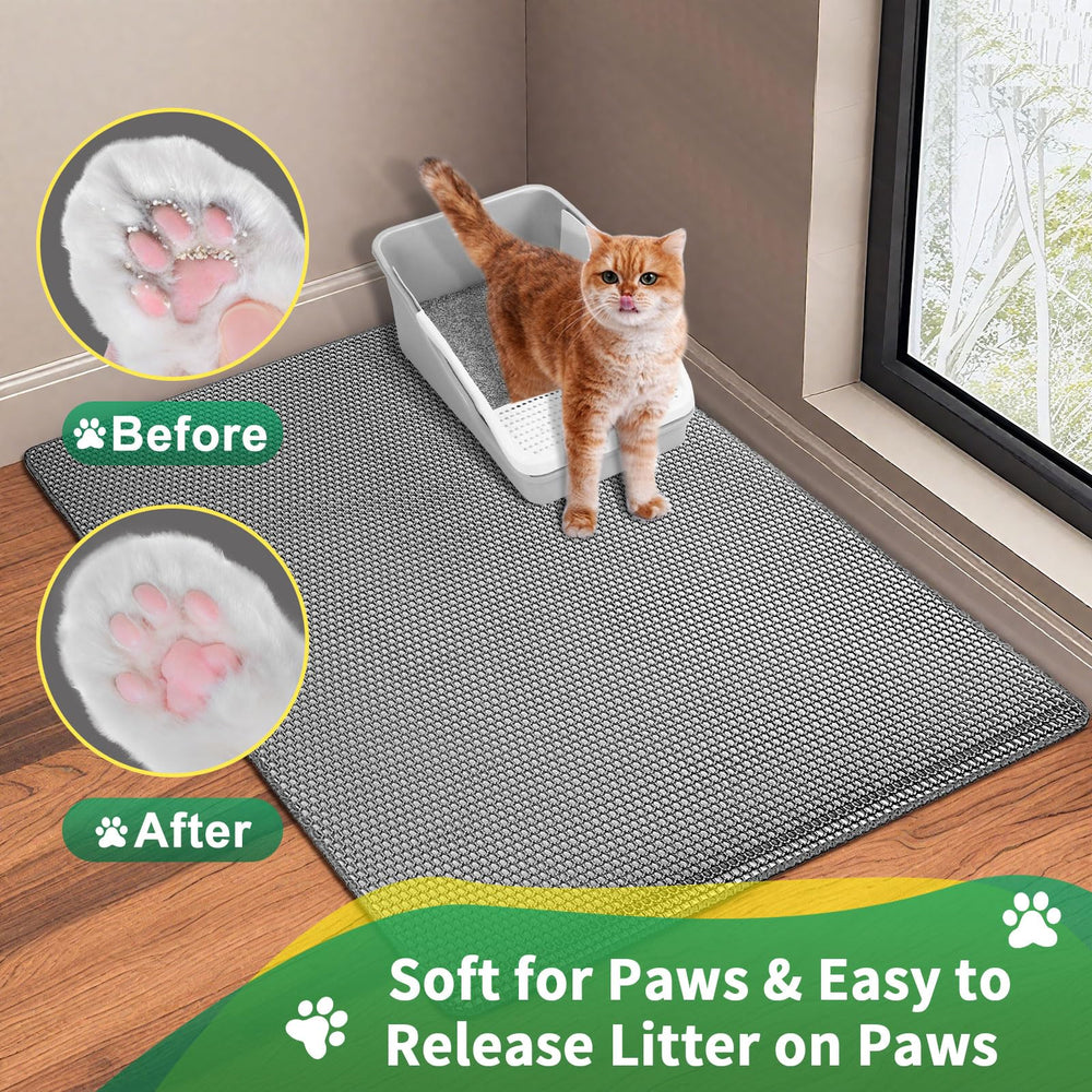 GRELY cat litter mat multi-surface protection reduces scattered litter