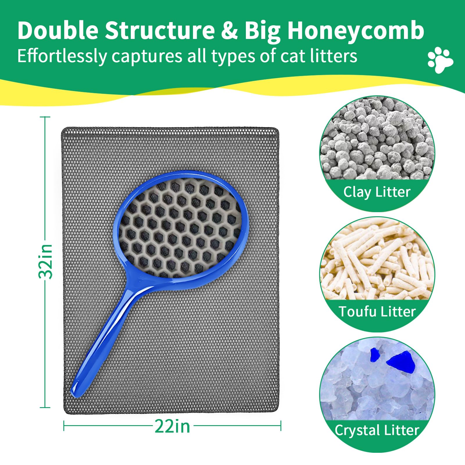 GRELY Cat Litter Mat urine-proof PVC-backed layer protects floors.