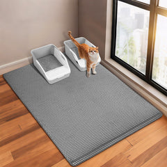GRELY cat litter mat XL dual-layer traps litter and protects floors