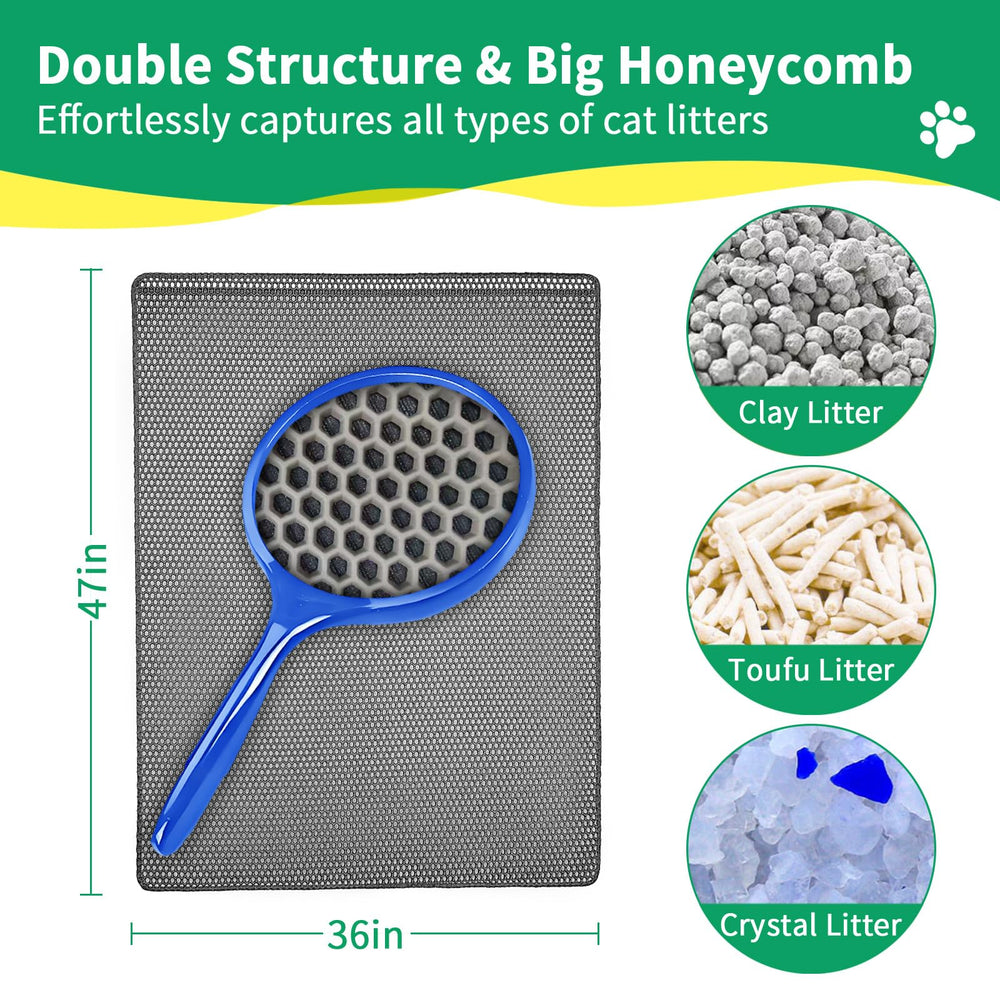 GRELY cat litter mat folds flat for easy storage and travel.