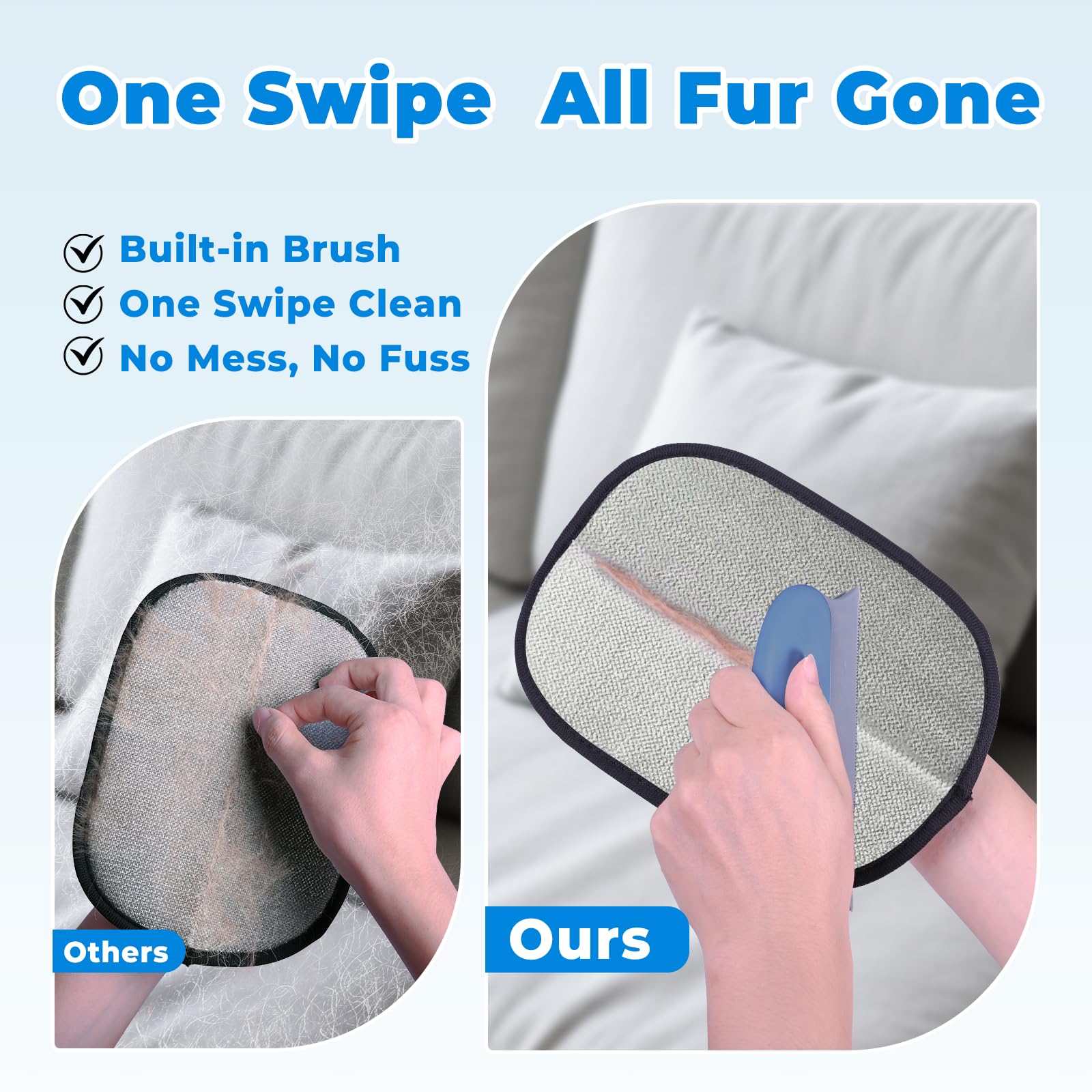 GRENTY glove removes fur from sofas and beds quickly.