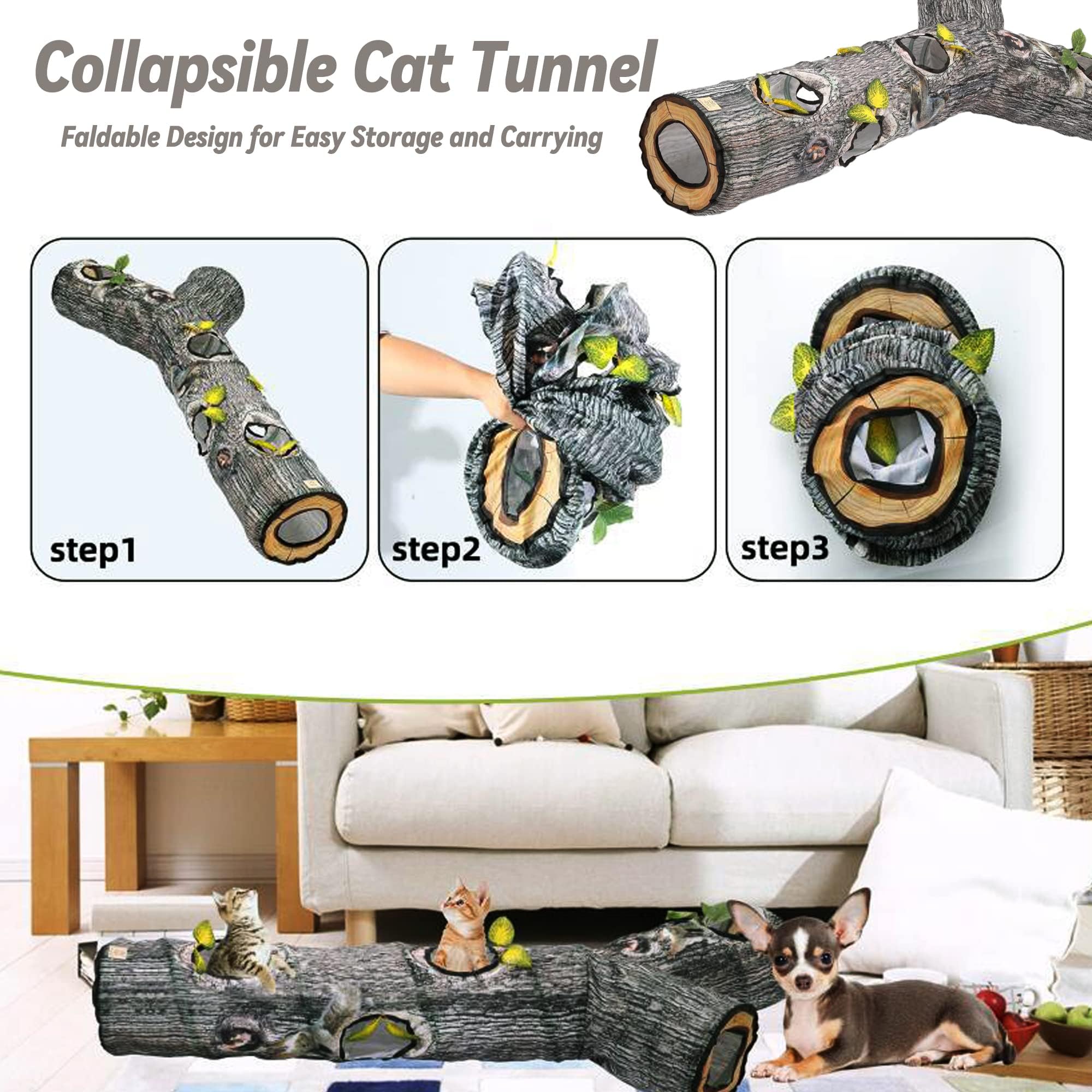 GRETMIX Cat Tunnel includes protective end frame for safety.