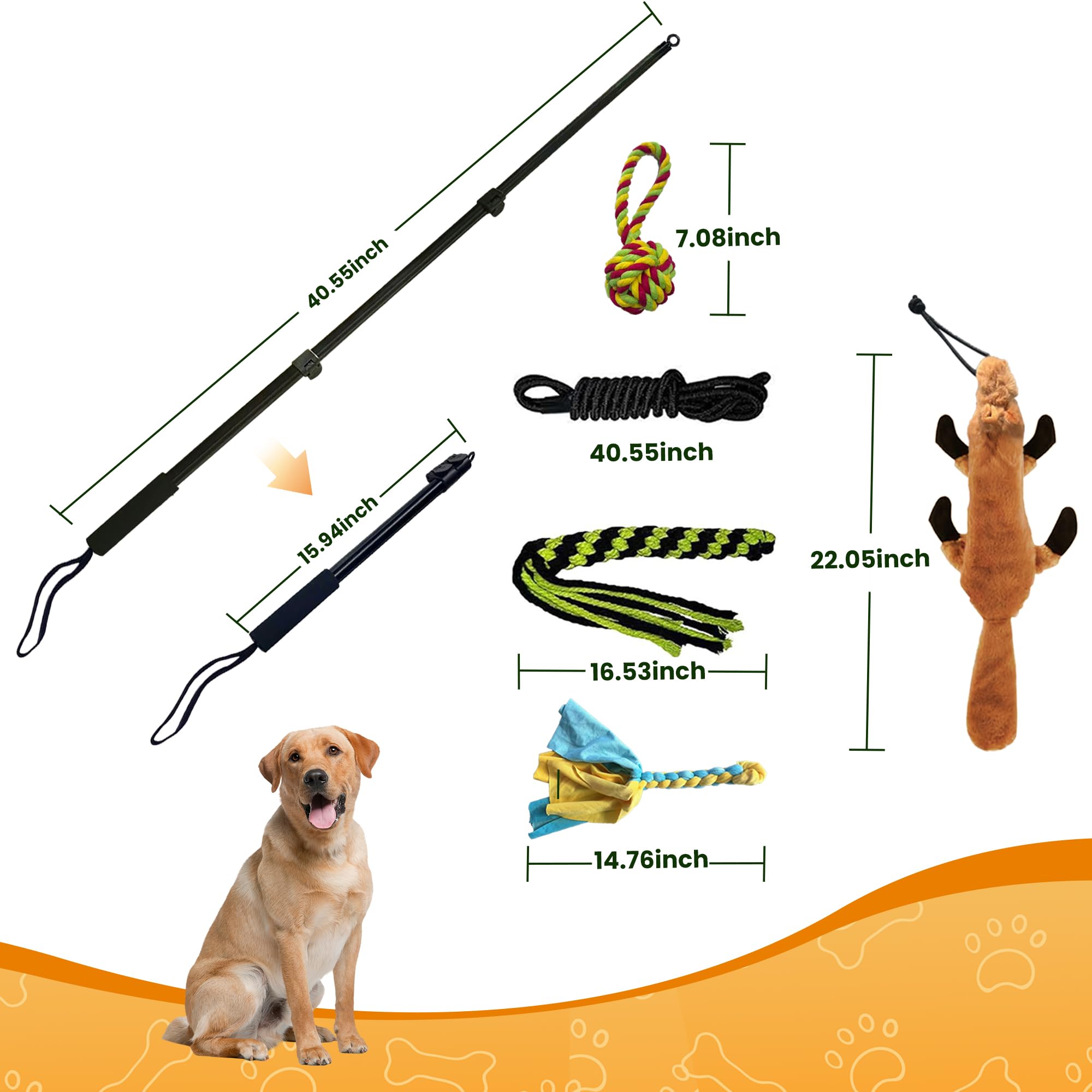GRETMIX Flirt Pole plush toy with squeaker for engaging chase games