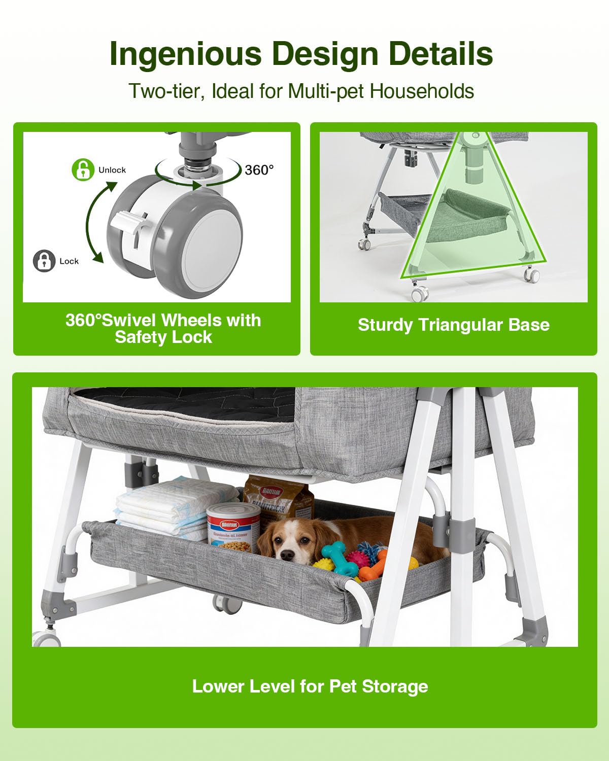 Grevigily Bedside Dog Bed Sleeper cushions provide cozy support and easy cleaning