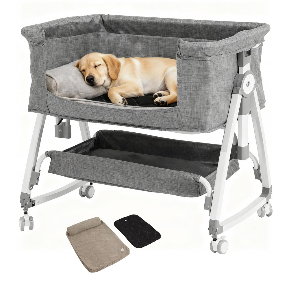 Grevigily Bedside Dog Bed Sleeper side view for close companionship with your pet