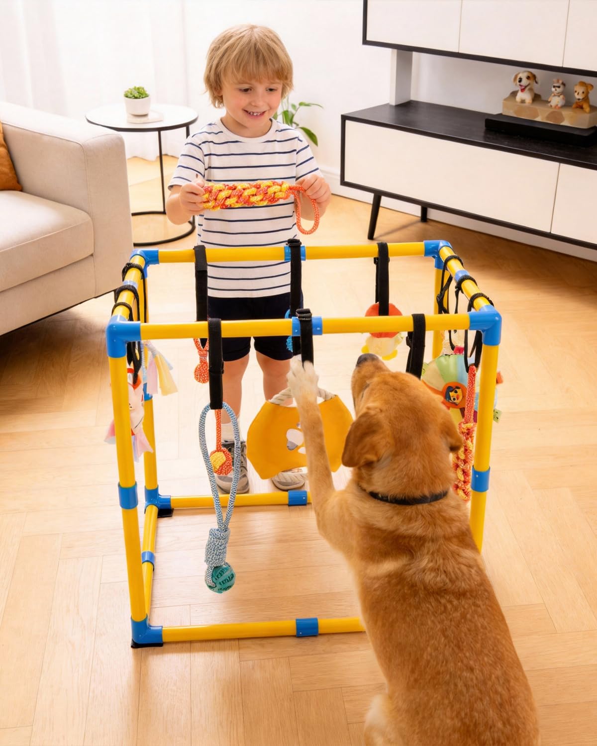 Grevigily non-slip pads stabilize the play gym on slick floors.