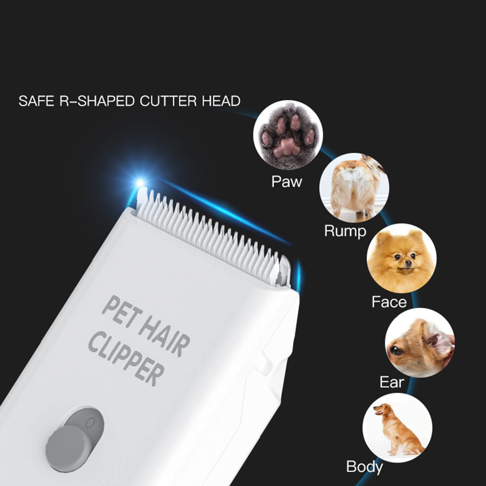 Grimgrow dog and cat grooming scene using replaceable blades for versatile trims.