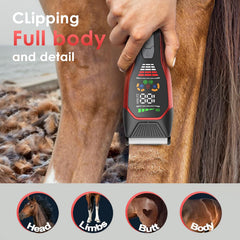 Grimgrow Horse Clippers digital display shows battery and speed at a glance.