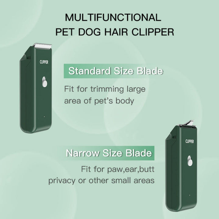 Grimgrow portable cordless grooming tool in use for at-home pet trims.
