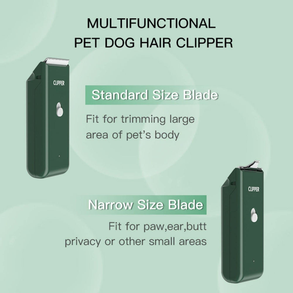 Grimgrow portable cordless grooming tool in use for at-home pet trims.
